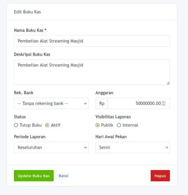 Pengaturan Buku Kas